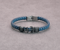 Blue Leather Anchor Bracelet