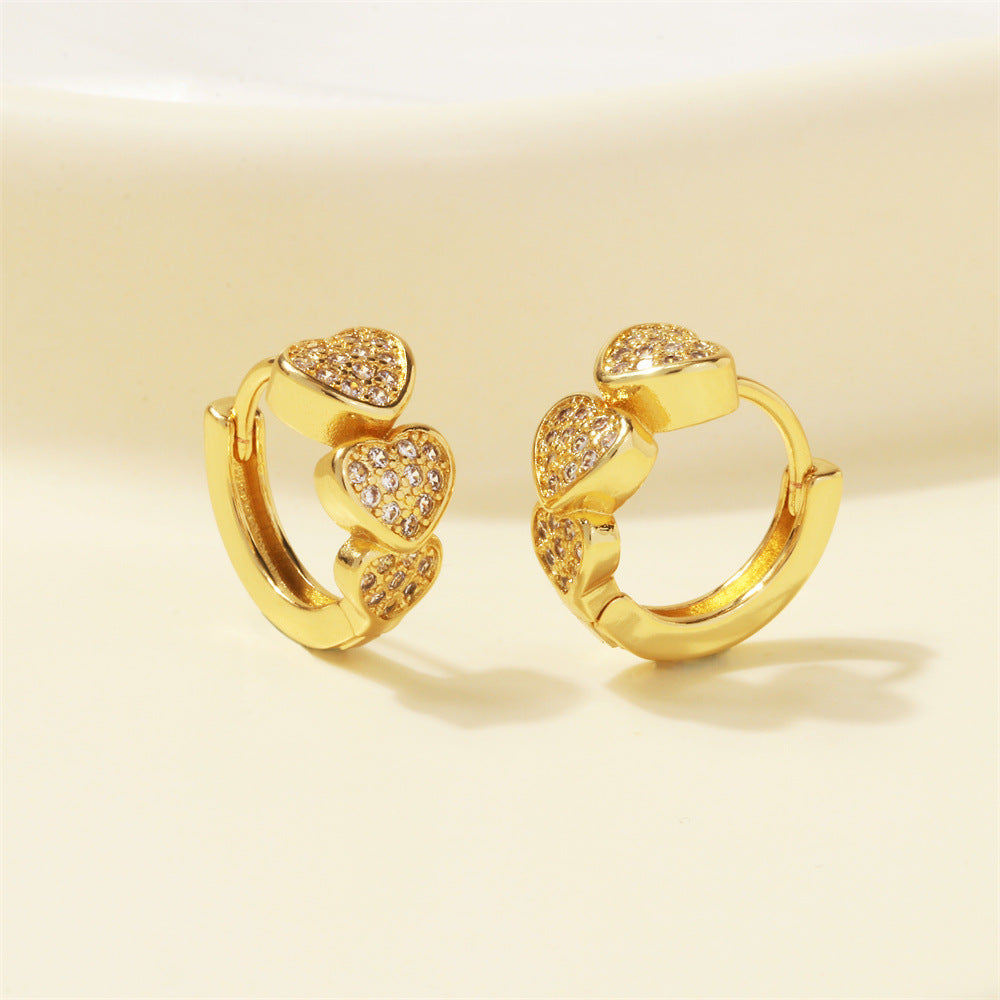 Aurevina Triple Heart Earrings